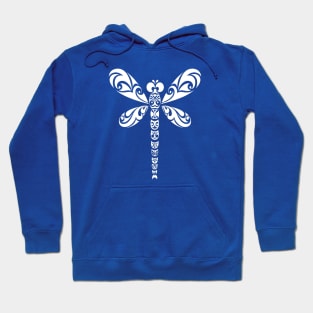 Dragonfly White Tribal Tattoo Style Art Hoodie